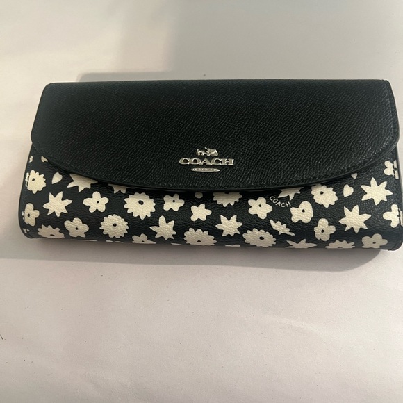 Coach Handbags - Coach Black and White Floral Wallet